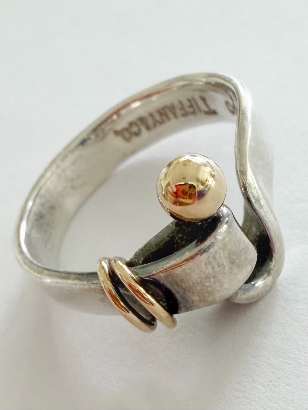 Tiffany&Co silver and gold 925 750 hook and eye ring (no box or pouch)